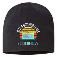Just A Boy Who Loves Coding Computer Sustainable Beanie