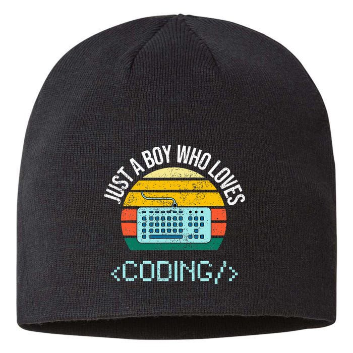 Just A Boy Who Loves Coding Computer Sustainable Beanie
