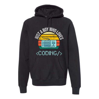 Just A Boy Who Loves Coding Computer Premium Hoodie