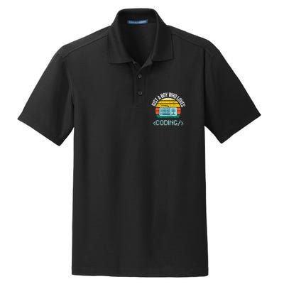 Just A Boy Who Loves Coding Computer Dry Zone Grid Polo