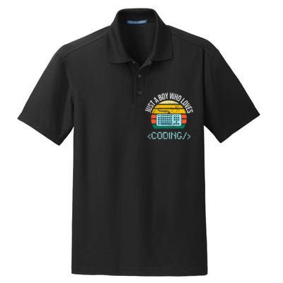 Just A Boy Who Loves Coding Computer Dry Zone Grid Polo