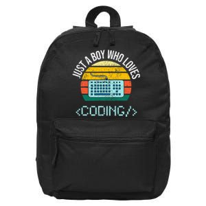 Just A Boy Who Loves Coding Computer 16 in Basic Backpack