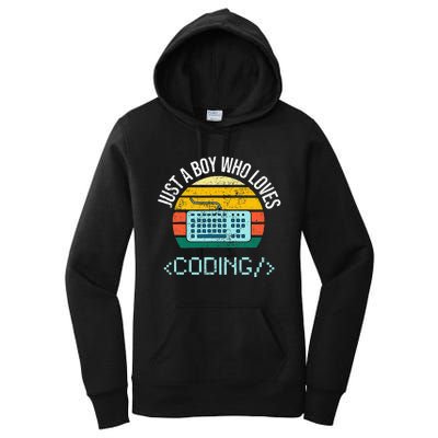 Just A Boy Who Loves Coding Computer Women's Pullover Hoodie