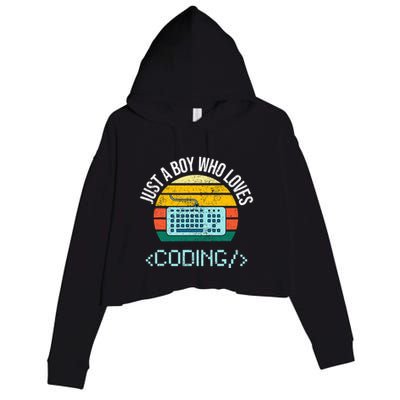 Just A Boy Who Loves Coding Computer Crop Fleece Hoodie