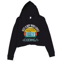 Just A Boy Who Loves Coding Computer Crop Fleece Hoodie