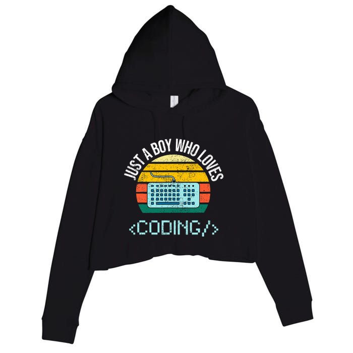 Just A Boy Who Loves Coding Computer Crop Fleece Hoodie
