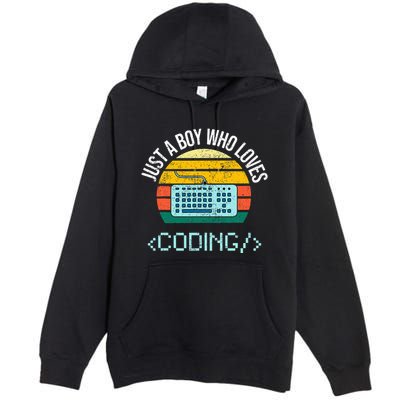 Just A Boy Who Loves Coding Computer Premium Pullover Hoodie