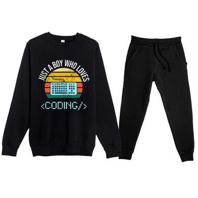 Just A Boy Who Loves Coding Computer Premium Crewneck Sweatsuit Set