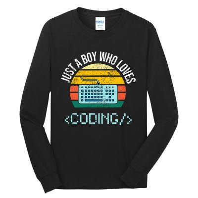 Just A Boy Who Loves Coding Computer Tall Long Sleeve T-Shirt