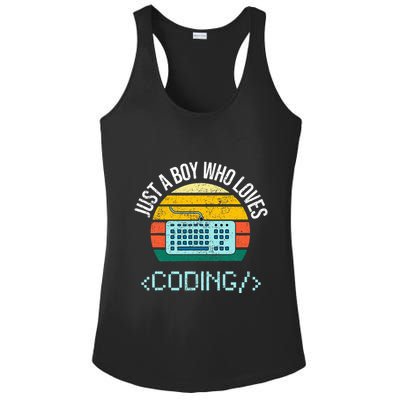Just A Boy Who Loves Coding Computer Ladies PosiCharge Competitor Racerback Tank