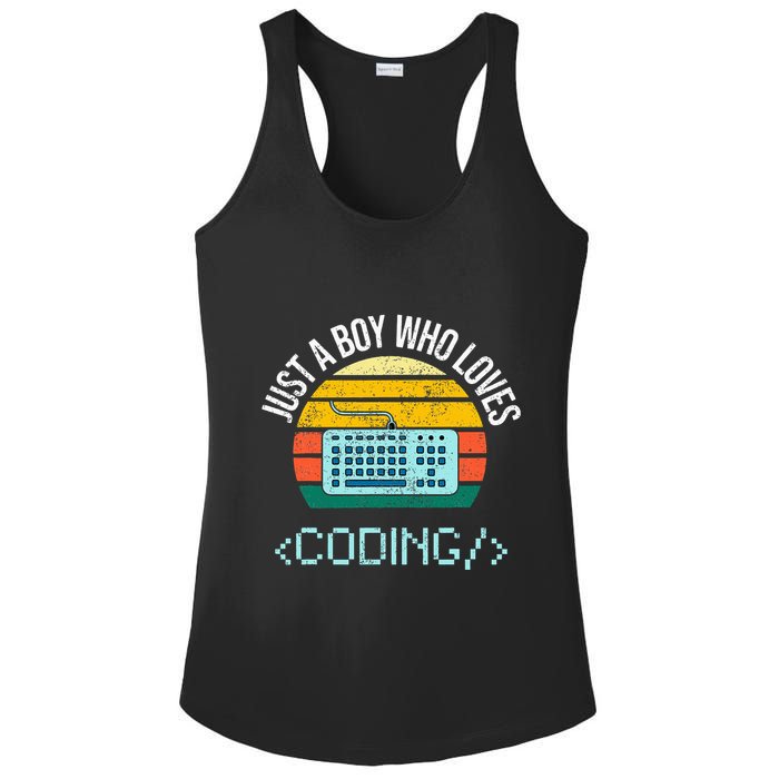 Just A Boy Who Loves Coding Computer Ladies PosiCharge Competitor Racerback Tank
