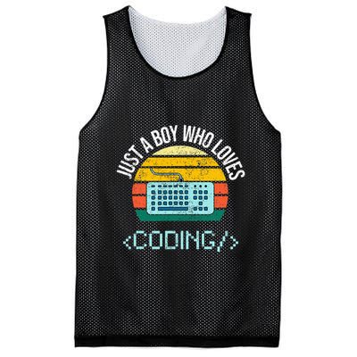 Just A Boy Who Loves Coding Computer Mesh Reversible Basketball Jersey Tank