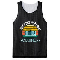 Just A Boy Who Loves Coding Computer Mesh Reversible Basketball Jersey Tank