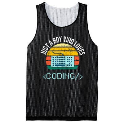 Just A Boy Who Loves Coding Computer Mesh Reversible Basketball Jersey Tank