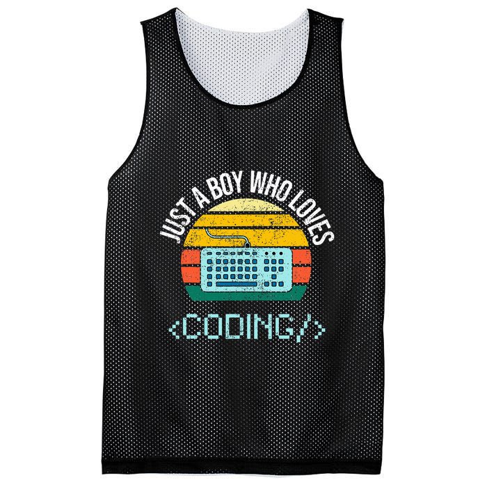 Just A Boy Who Loves Coding Computer Mesh Reversible Basketball Jersey Tank
