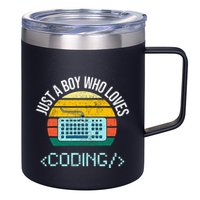 Just A Boy Who Loves Coding Computer 12oz Stainless Steel Coffee Mug