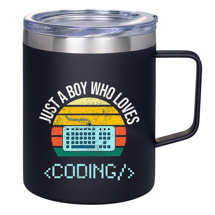 Just A Boy Who Loves Coding Computer 12oz Stainless Steel Coffee Mug