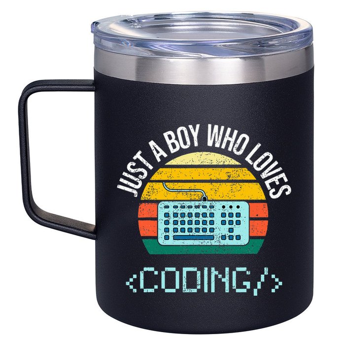 Just A Boy Who Loves Coding Computer 12oz Stainless Steel Coffee Mug