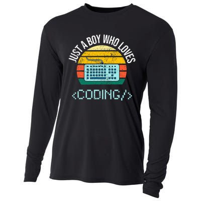 Just A Boy Who Loves Coding Computer Cooling Performance Long Sleeve Crew