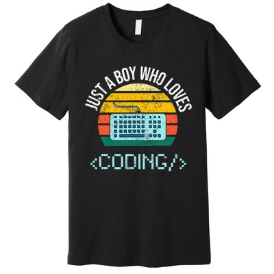 Just A Boy Who Loves Coding Computer Premium T-Shirt