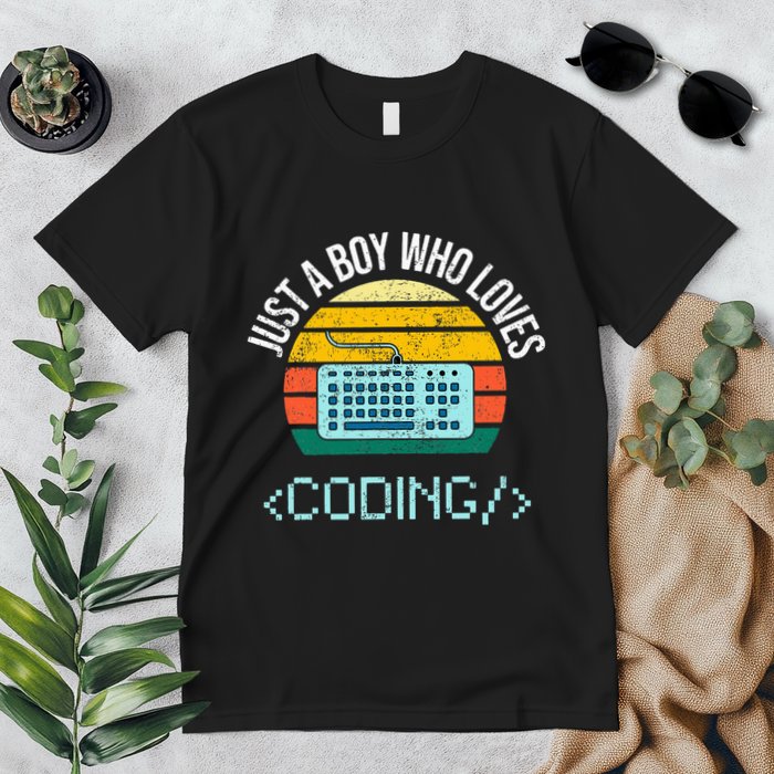Just A Boy Who Loves Coding Computer Premium T-Shirt