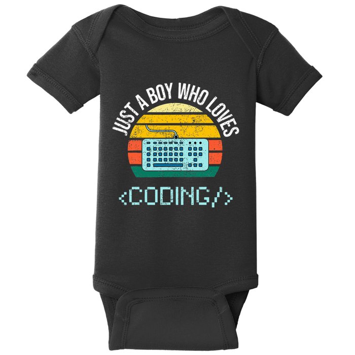 Just A Boy Who Loves Coding Computer Baby Bodysuit