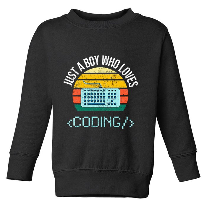 Just A Boy Who Loves Coding Computer Toddler Sweatshirt