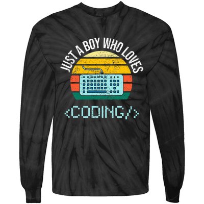 Just A Boy Who Loves Coding Computer Tie-Dye Long Sleeve Shirt