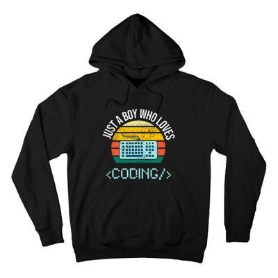 Just A Boy Who Loves Coding Computer Tall Hoodie