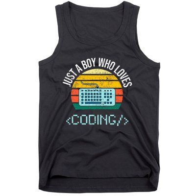 Just A Boy Who Loves Coding Computer Tank Top