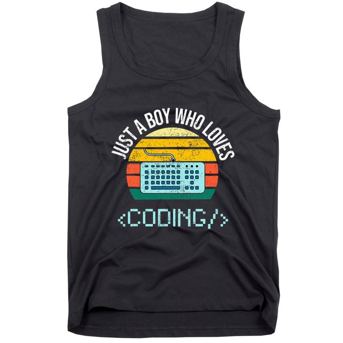 Just A Boy Who Loves Coding Computer Tank Top