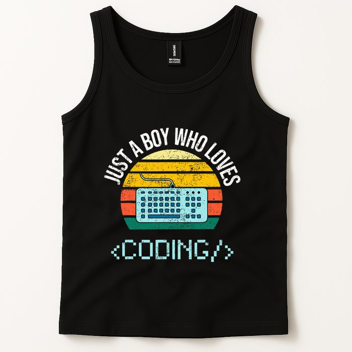 Just A Boy Who Loves Coding Computer Tank Top