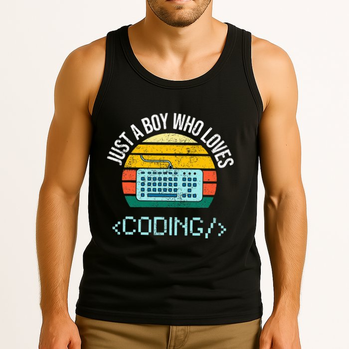 Just A Boy Who Loves Coding Computer Tank Top