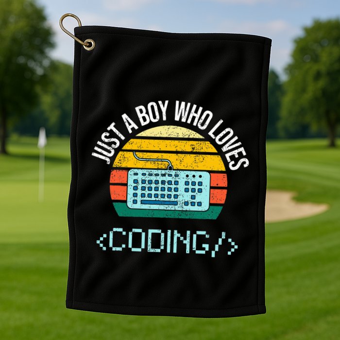 Just A Boy Who Loves Coding Computer Golf Towel