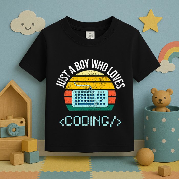 Just A Boy Who Loves Coding Computer Toddler T-Shirt