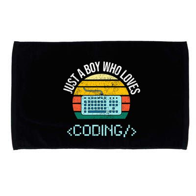 Just A Boy Who Loves Coding Computer Microfiber Hand Towel