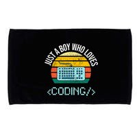 Just A Boy Who Loves Coding Computer Microfiber Hand Towel