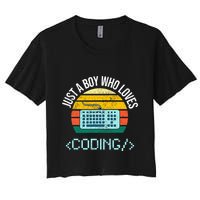 Just A Boy Who Loves Coding Computer Women's Crop Top Tee