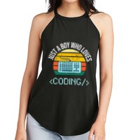 Just A Boy Who Loves Coding Computer Women's Perfect Tri Rocker Tank