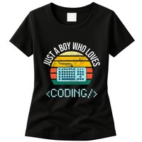 Just A Boy Who Loves Coding Computer Womens T-Shirt