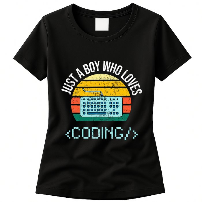Just A Boy Who Loves Coding Computer Womens T-Shirt