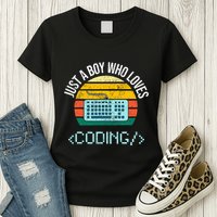 Just A Boy Who Loves Coding Computer Womens T-Shirt