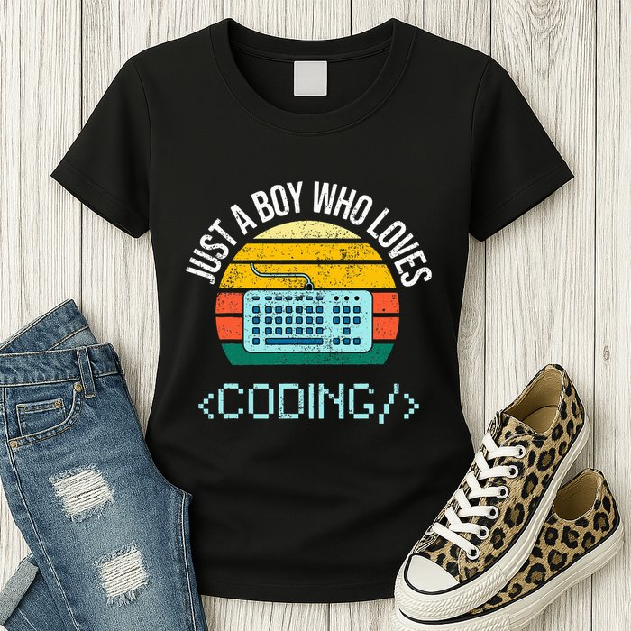 Just A Boy Who Loves Coding Computer Womens T-Shirt