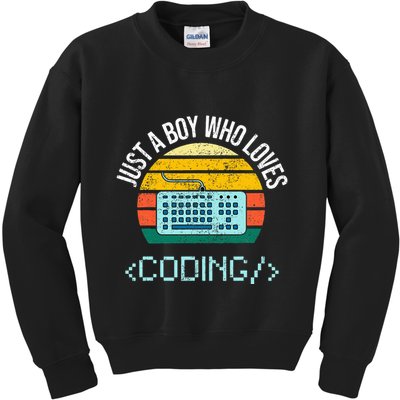 Just A Boy Who Loves Coding Computer Kids Sweatshirt