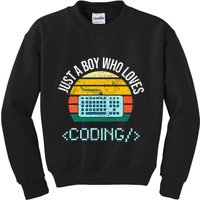 Just A Boy Who Loves Coding Computer Kids Sweatshirt