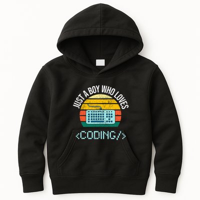 Just A Boy Who Loves Coding Computer Kids Hoodie