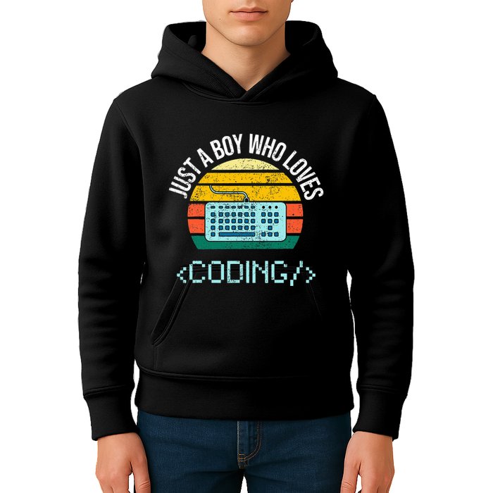 Just A Boy Who Loves Coding Computer Kids Hoodie