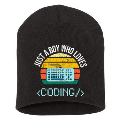 Just A Boy Who Loves Coding Computer Short Acrylic Beanie