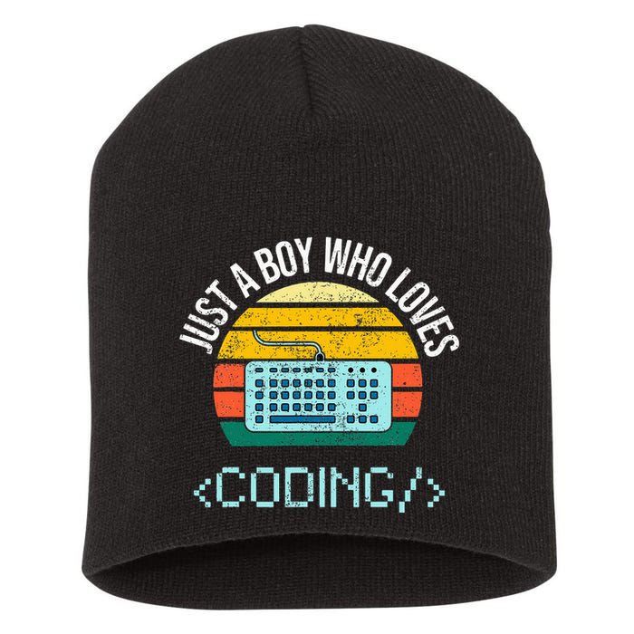 Just A Boy Who Loves Coding Computer Short Acrylic Beanie
