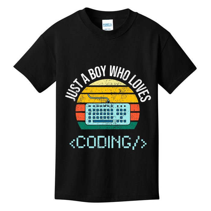 Just A Boy Who Loves Coding Computer Kids T-Shirt
